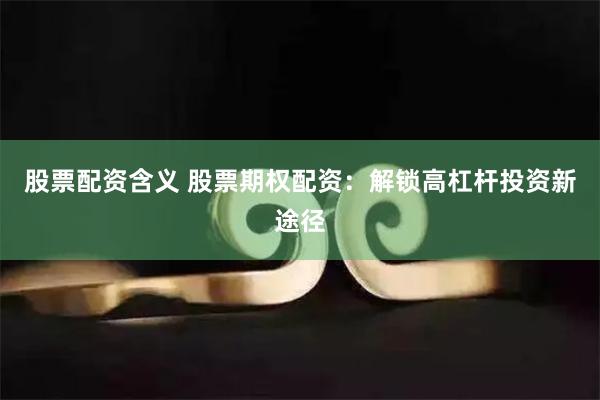 股票配资含义 股票期权配资：解锁高杠杆投资新途径